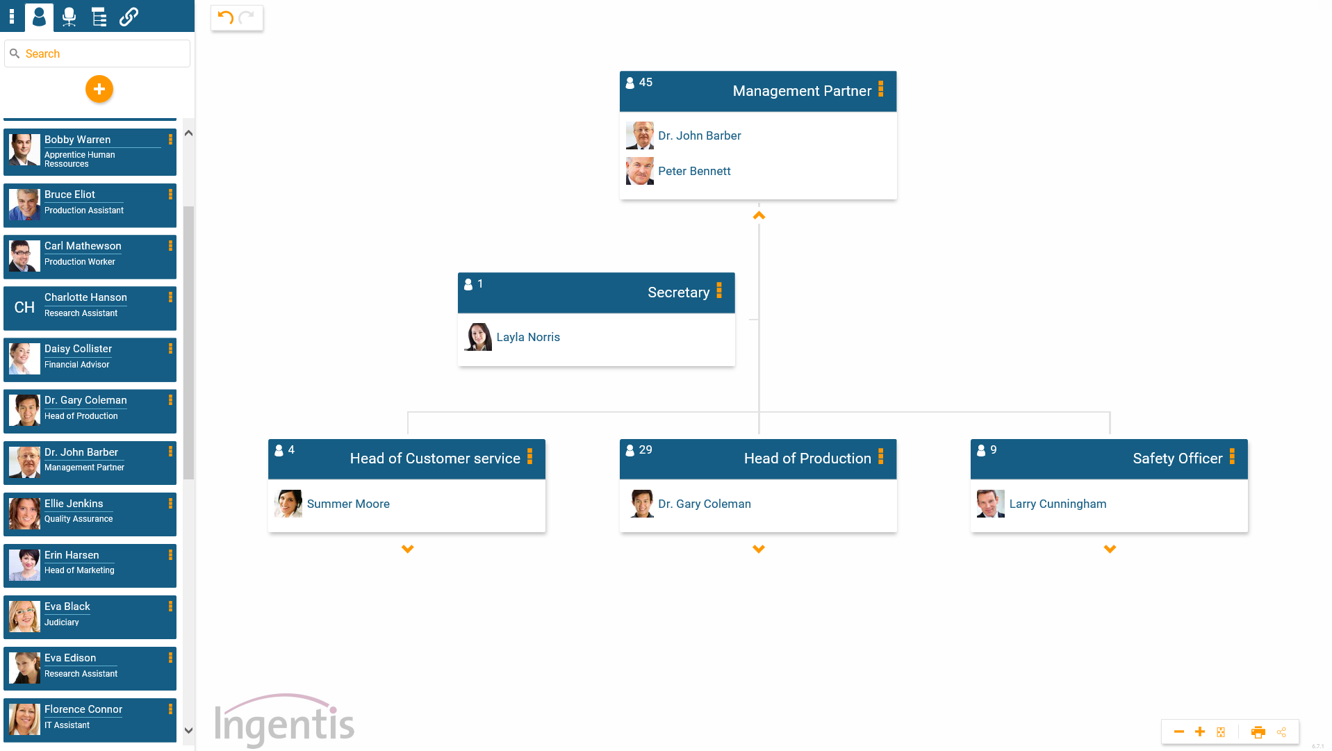 The company logo is displayed by your org chart in orginio