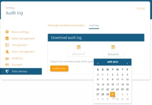 Choose start and end point for the audit trail in orginio