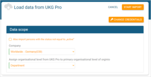 Define data scope to be imported to orginio from UKG Pro