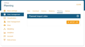 Set data import jobs in orginio