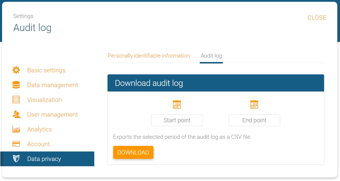 Access the audit log for your online org chart in orginio